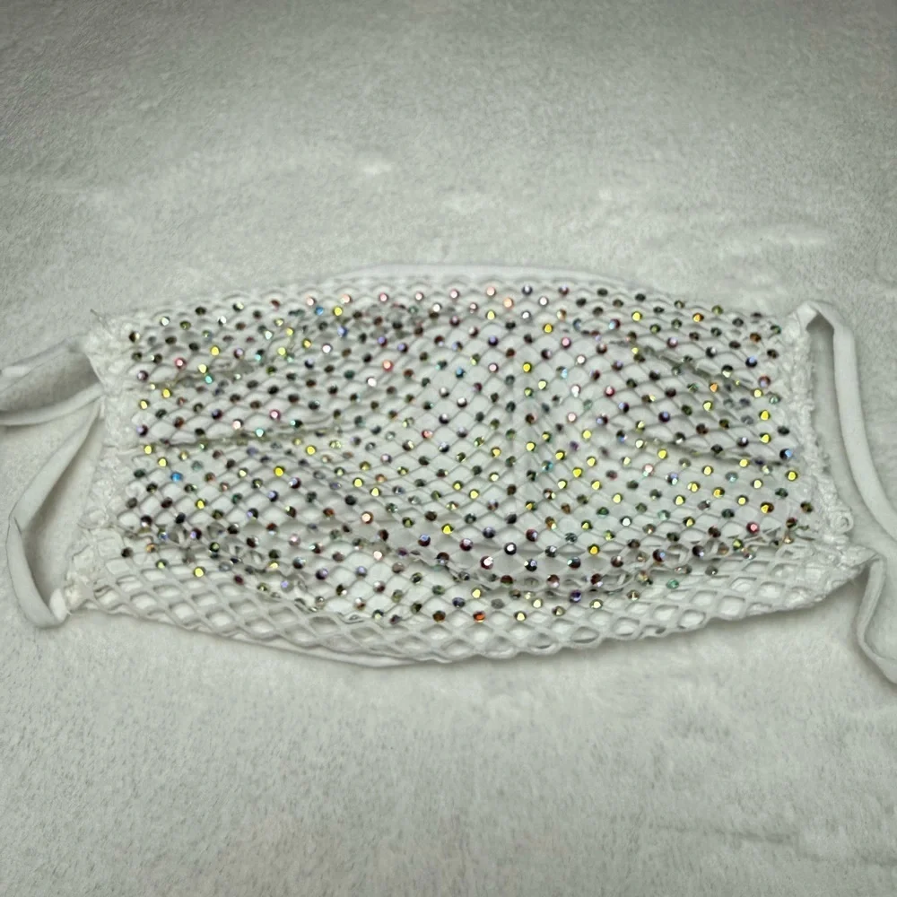 NWT Elegant Rhinestone Mesh Face Mask